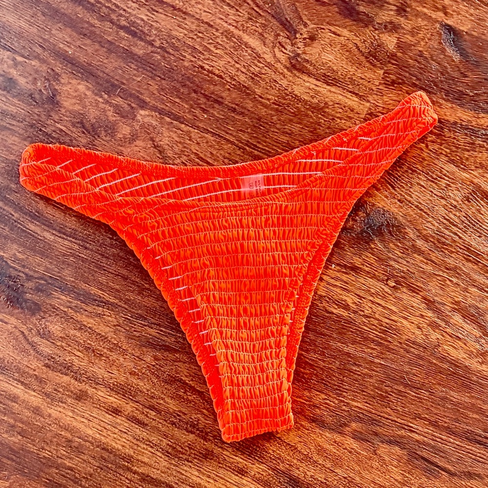 Vibrant Orange Textured Bikini Bottom